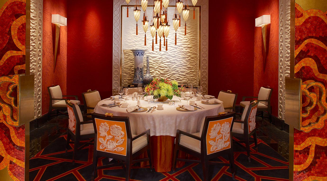 GOLDEN FLOWER Restaurant in China with Fortuny Lamps