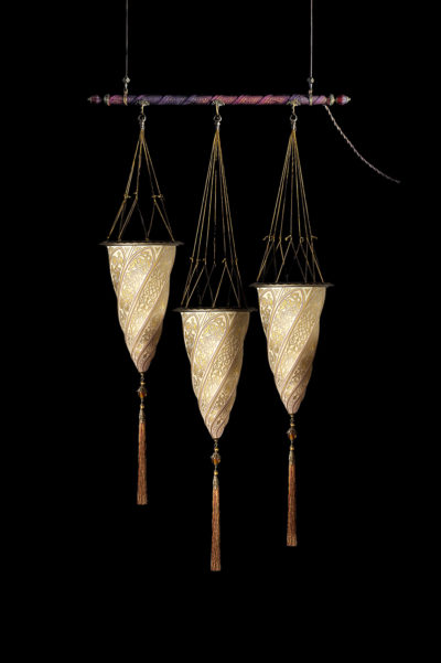 Fortuny Cesendello glass lamp on a rod 3 light points