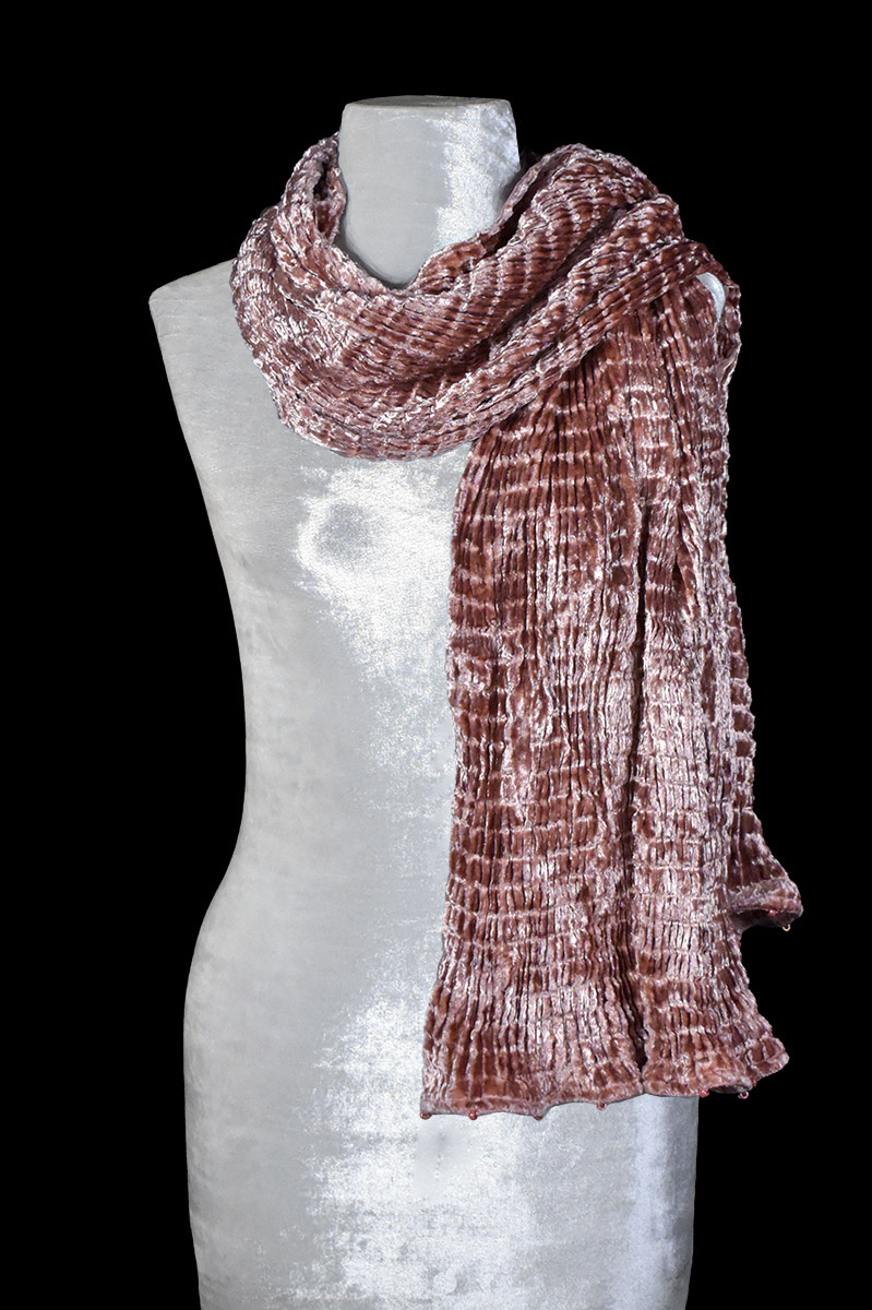 Fortuny Pleated Velvet Scarf cinnamon
