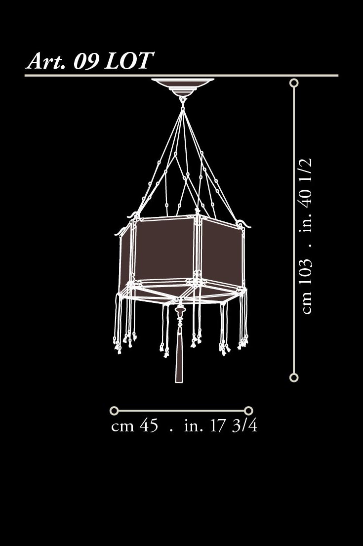 Fortuny silk wood Concubine Loto lamp dimensions