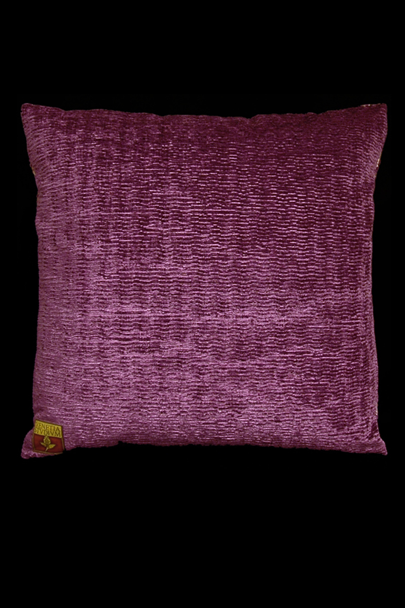 Fortuny San Marco dark plum printed velvet square cushion back