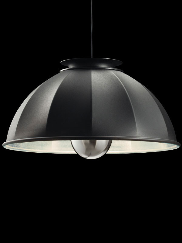Fortuny Cupola 76 black and silver leaf suspended lamp