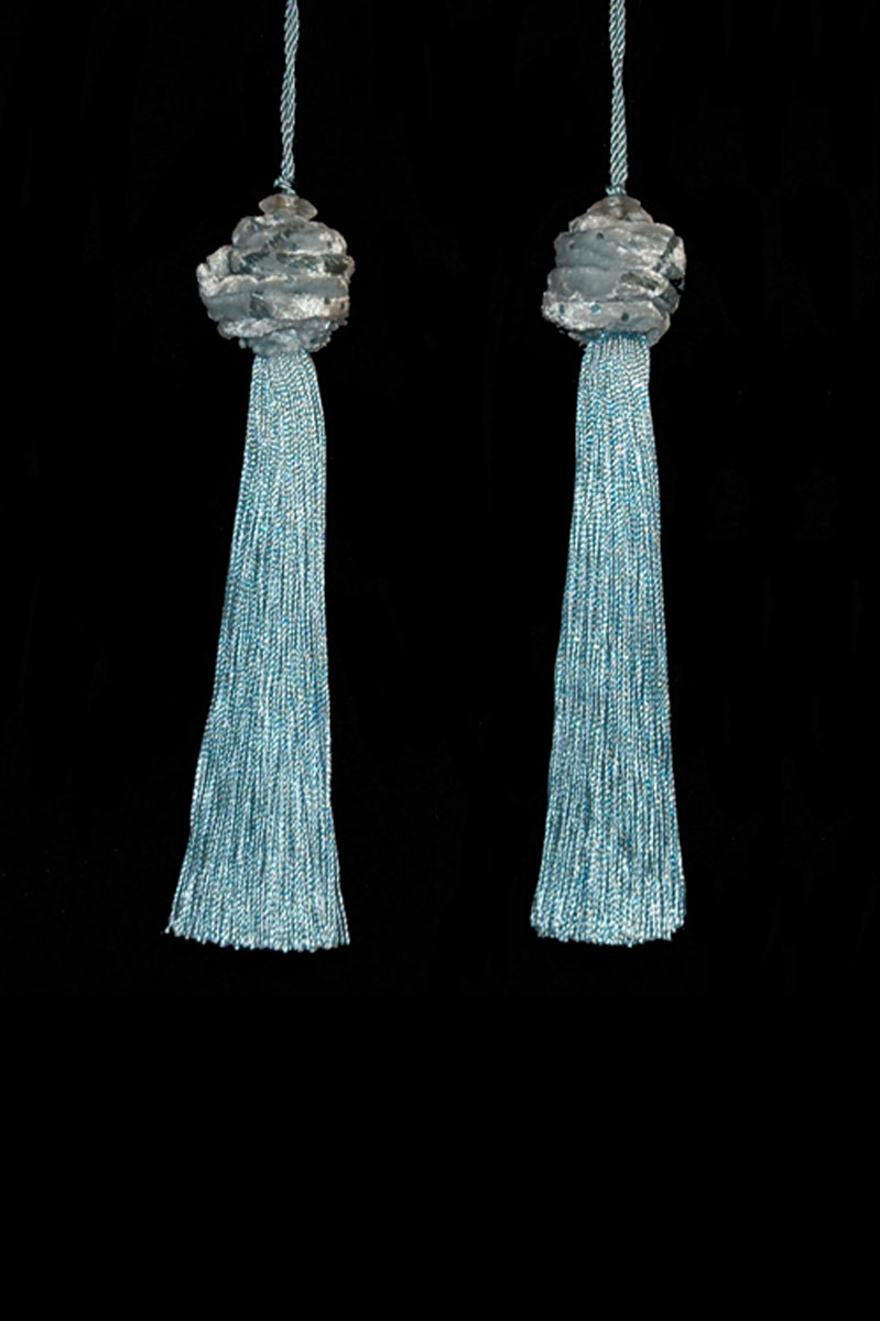 Venetia Studium Turbante couple of  smoke blue tassels