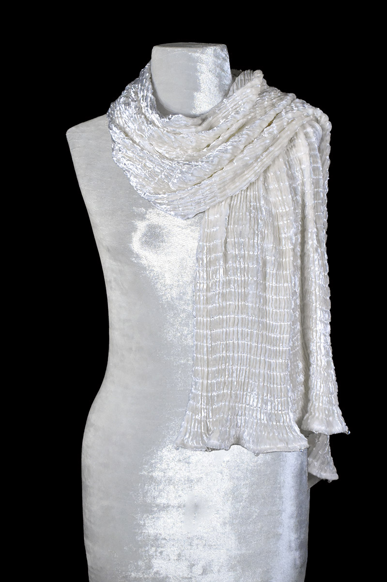 Fortuny white pleated velvet scarf