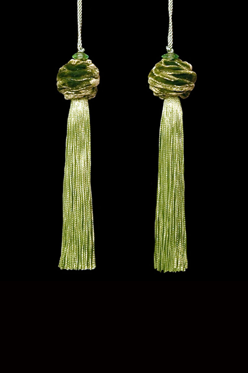Venetia Studium Turbante couple of pale sage green key tassels