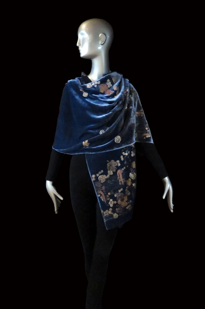 Fortuny black printed velvet shawl