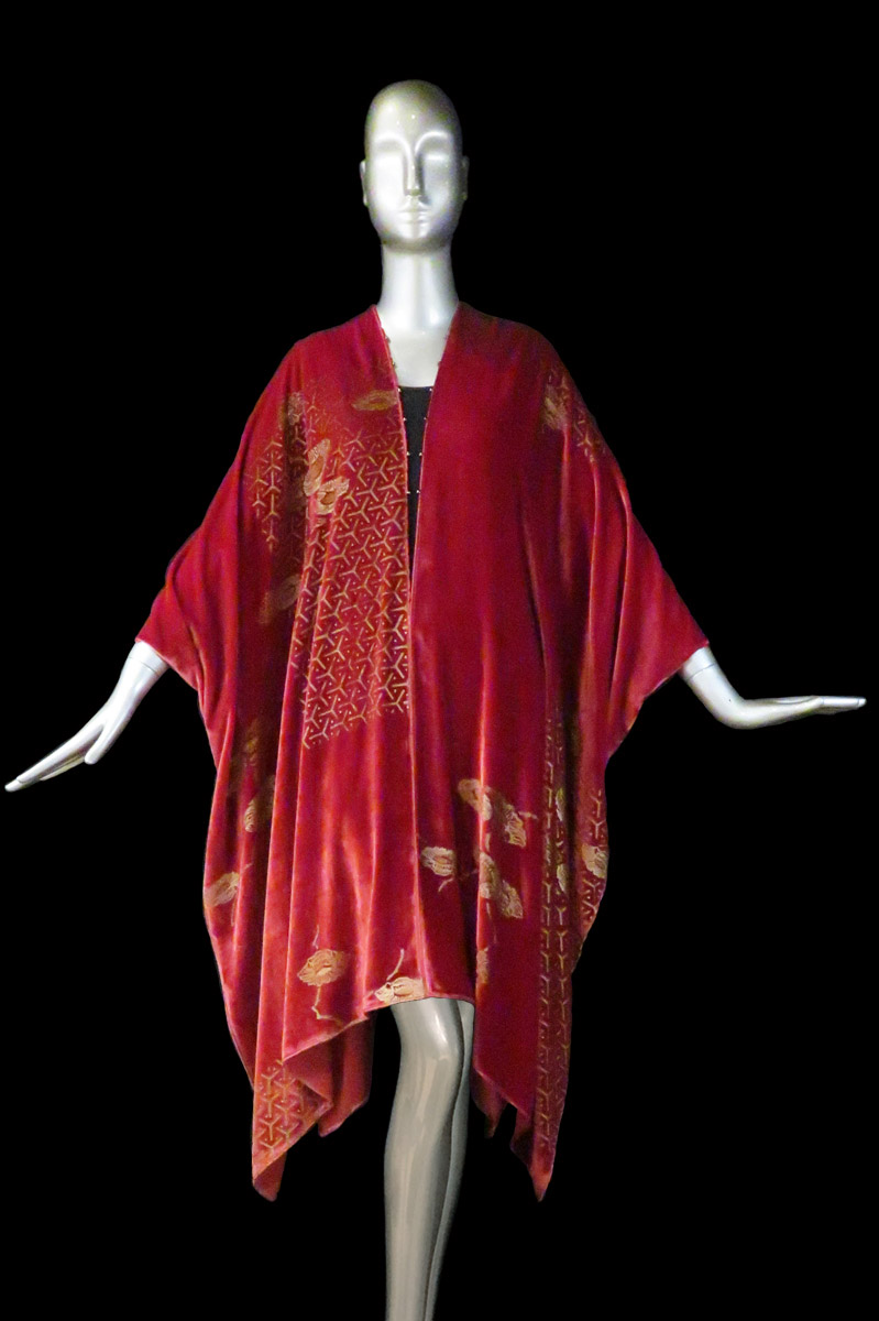Fortuny printed velvet long evening coat
