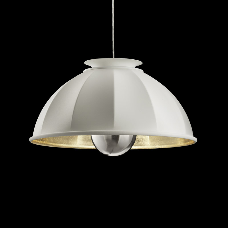 Fortuny Cupola 63 white and gold suspended lamp