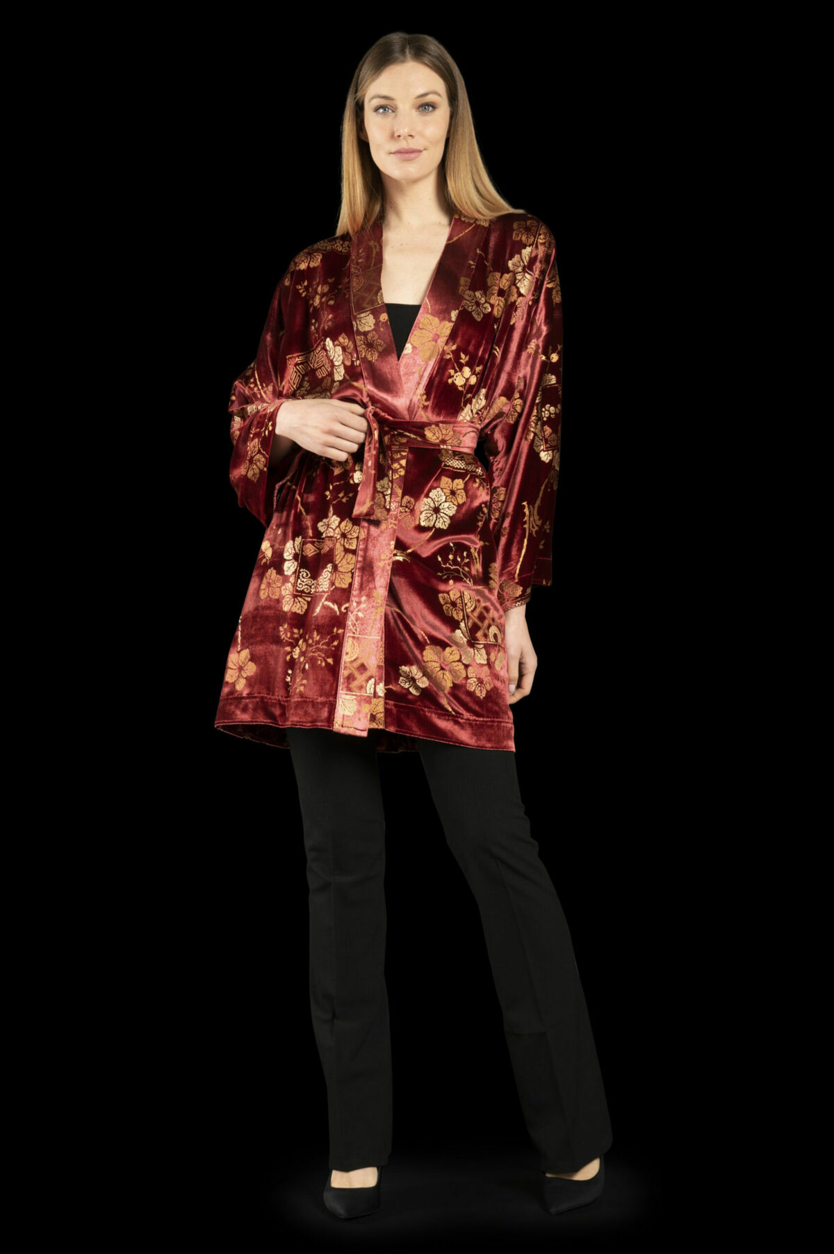 Isabel | Printed velvet Kimono Coat