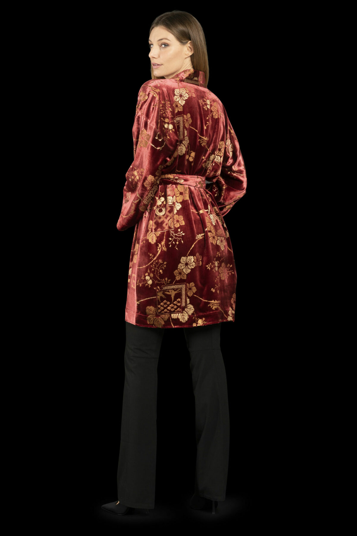 Isabel | Printed velvet Kimono Coat